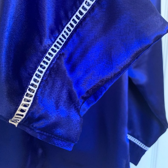 Vintage Satin Pyjamas Set Royal Blue Size Large - Picture 8 of 16